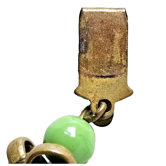 Art Deco Jadeite Beaded Necklace 36" Gold Tone VTG VGC! - Picture 7 of 10